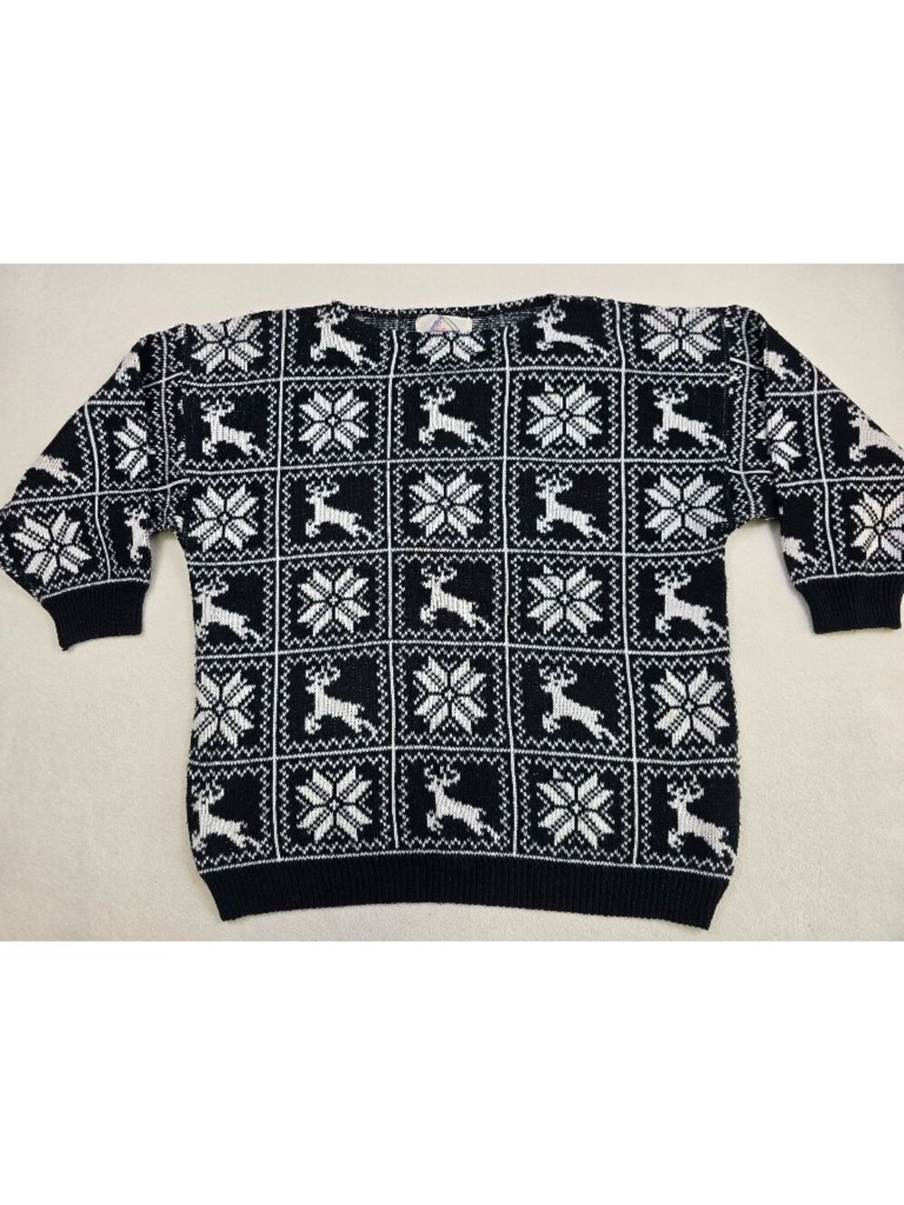 Vintage Fresh Additions Large Maternity Reindeer Snowflake Christmas Sweater